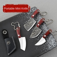 Couteau de cuisine carré mini portable d'extérieur EDC avec mousqueton porte-clés en acier inoxydable, design créatif, boîte à couteau de cuisine