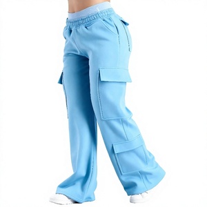 OEM High Elastic Solid Color Fitness Pants <b>Pockets</b>-Trendy Loose Straight Leg Quick Dry Breathable Versatile <b>Trousers</b> - Product Image 2