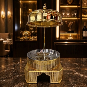 Fornello a Alcol HT2922 in Acciaio Inox Compatibile con Induzione, Capacità 8L, Riscaldamento in 6 Ore, per Hotel e Buffet di Lusso - Product Image 1