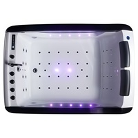 Baignoire de massage autoportante Aquaspring pour spa intérieur, en acrylique blanc, avec cascade, jacuzzi, bain à remous pour 1 à 2 personnes
