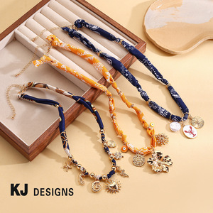 <span class=keywords><strong>OEM</strong></span> <span class=keywords><strong>ODM</strong></span> Halskette mit Muschelperlen und Strasssteinen, handgefertigt, Sommer-Strand-Halskette, Urlaubsschmuck, Stoff-Charm-Halskette für Damen - Product Image 1