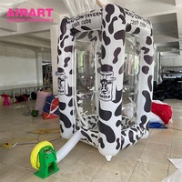 Machine à attraper l'argent gonflable décorée de motifs de vaches, tente gonflable pour attraper l'argent pour centre commercial