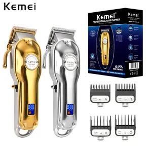 Erkekler için Kemei-1986 tamamen Metal profesyonel şarj edilebilir elektrikli saç kesme makinesi, sakal tıraş makinesi, berber için düzeltici