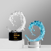Trophée en verre personnalisé avec ondulations et couleurs cristallines, Trophée TV Sport, Trophée en verre K9, Trophée en bois, Vente en gros