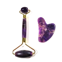 Rouleau de massage facial en cristal d'améthyste HZ, best-seller, pour massage des yeux, anti-âge, vente en gros