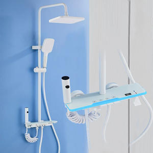 <b>Shower</b> Set Spray Bubble Rain <b>Shower</b> Head Rectangle Digital Display Temperature <b>Control</b> Concealed Position Anodizing Bathroom - Product Image 1