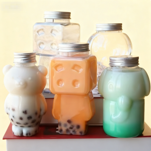 Botella Cuadrada de PET de 500 ml con Diseño Creativo de Muñeco de Dibujos Animados para Jugo, Té Negro, Refrescos, Bebidas Energéticas, Whisky, Celebridad de Internet, Gran Capacidad - Product Image 1