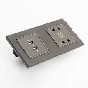 Grey Tempered Glass Double USB Charging and 110V 220V Shaver <strong>Socket</strong> for <strong>Bathroom</strong> - Product Image 3