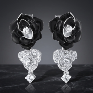 Pendientes de Plata de Ley 925 LAVINA al por Mayor, Joyería de Moda de Lujo, Nuevo Diseño, Flor de Circonio Esmaltado, Regalo Elegante Unisex - Product Image 2