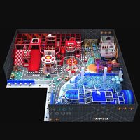 Desain Model 3D Playground Anak Indoor Interaktif Besar yang Dapat Disesuaikan dengan Seluncuran dan Kolam Bola