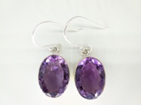 Boucles d'oreilles pendantes en améthyste naturelle de style vintage, faites à la main, en argent sterling 925, bijoux pour femmes, mode bohème, mariage, fête, sans nickel