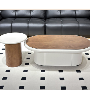 Tavolino da Caffè Moderno <span class=keywords><strong>Bianco</strong></span> Crema di Tendenza, Set Tavoli da Salotto con Piano <span class=keywords><strong>in</strong></span> <span class=keywords><strong>Legno</strong></span>, Tavolo da Tè di Alta Gamma per <span class=keywords><strong>Soggiorno</strong></span> - Product Image 3