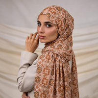 Nouveau Hijab en Jersey de Coton Imprimé Tendance, Foulard Extensible Tricoté Coloré et Modeste, Châle en Coton pour Femme, Hijab en Jersey Imprimé