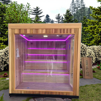 Cabine de sauna carrée en bois de pruche HaoRui HR-SW02, portable, extérieure, électrique, à vapeur sèche, garantie 1 an, vente en gros directe usine Chine