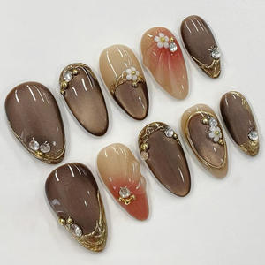 Uñas Postizas al por Mayor, Uñas Francesas Artificiales de Alta Calidad, Forma de Almendra Acrílica con Pegamento - Product Image 6