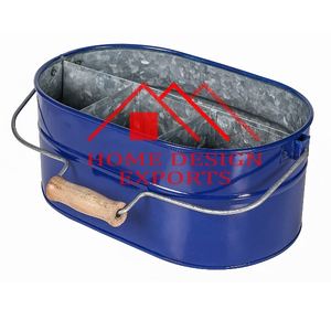 Caddy décoratif en métal recouvert de poudre bleue fini avec manche en fer et en bois Support utilitaire de cuisine Best-seller - Product Image 5