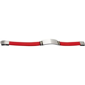 Bracciale a catena e maglie in acciaio e rosso - Product Image 1