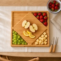 Planche à découper en bambou avec compartiments, planche à découper multifonctionnelle avec plateaux intégrés pour la préparation culinaire
