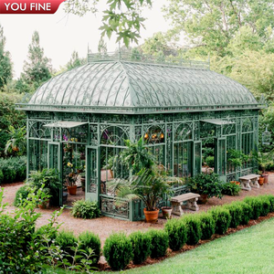 Grande tonnelle de jardin en fer forgé antique, style orangeraie - Product Image 1