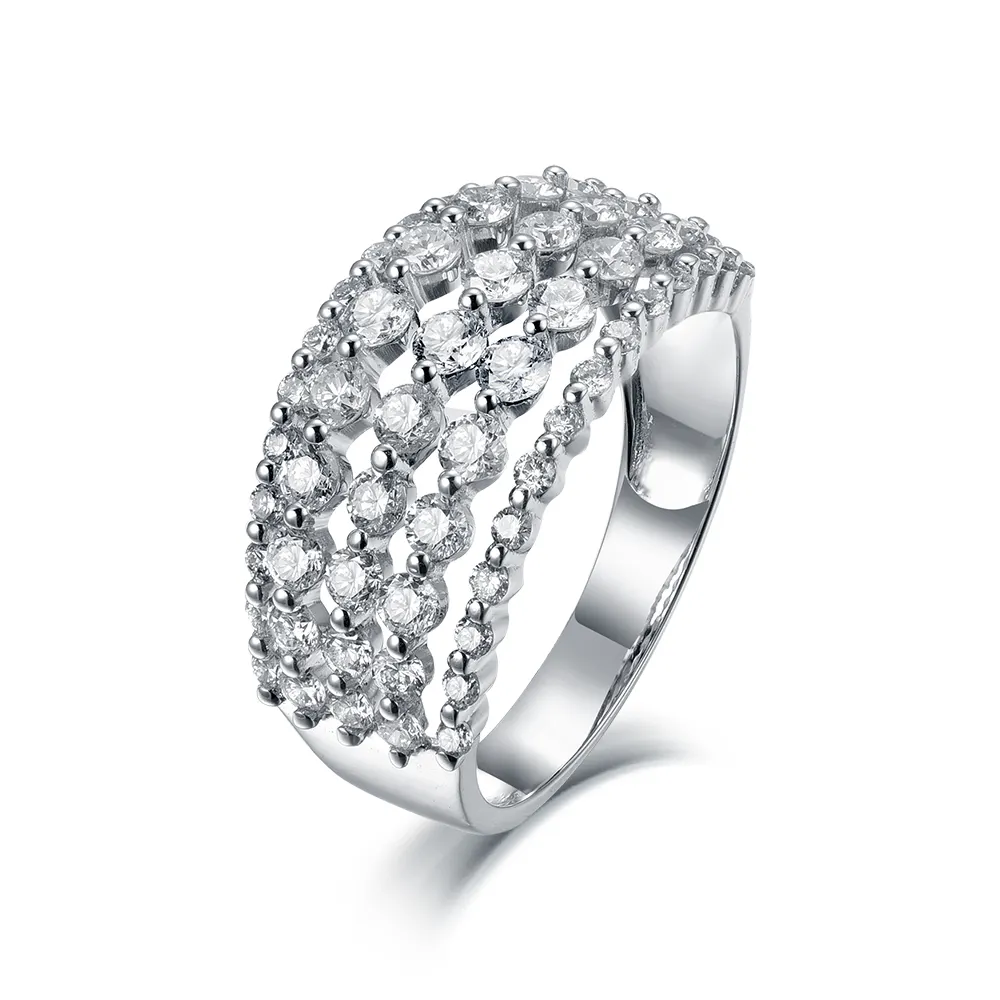 SKA 18 Luxuoso Diamante Jóias de Ouro Real K Anel Round Brilliant Cut Diamond Engagement Anel Band Para Mulheres