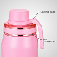 Bouteille d'eau en acier inoxydable à double paroi isolée sous vide avec logo personnalisé, 32 oz, gourde de sport pour la salle de sport avec poignée, anti-fuite