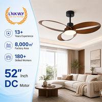 Ventilateur de plafond moderne avec lumière LED à intensité variable, pales en bois creuses, moteur silencieux de haute qualité, couleur personnalisable