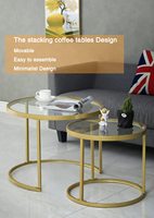 Ensemble table basse moderne avec dessus en verre Tables nid en métal doré Mobilier d'extérieur polyvalent pour la salle à manger et la cuisine pour la maison le salon la chambre à coucher