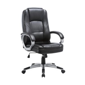 Silla Ejecutiva Ergonómica de Cuero PU con Reposabrazos Ajustables, Mecanismo de Inclinación, Diseño Moderno, Giratoria e Impermeable para Taller o Dormitorio - Product Image 1