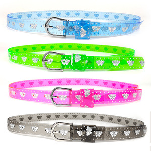 <span class=keywords><strong>Cintura</strong></span> Sottile Y2K in PVC Trasparente <span class=keywords><strong>con</strong></span> Stampa a Farfalla, Fibbia in Lega e Design a Cuore <span class=keywords><strong>con</strong></span> Glitter Argentato - Product Image 1