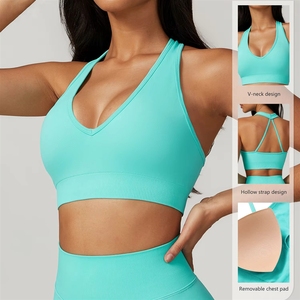Sujetador Deportivo Transpirable Sin Costuras para Mujer, con Alta Resistencia a Impactos, Antivibración, Suave, con Cuello Halter, para <span class=keywords><strong>Yoga</strong></span>, Fitness y Deportes - Product Image 1