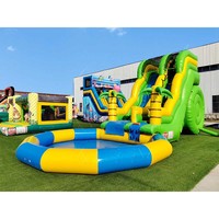 Parc aquatique gonflable commercial pas cher, toboggans géants, château gonflable géant, toboggans aquatiques gonflables en forme de palmier avec piscine détachable