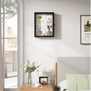 Grande boîte <span class=keywords><strong>à</strong></span> souvenirs en bois écologique faite <span class=keywords><strong>à</strong></span> la main avec cadre, logo personnalisé, pour hommage commémoratif, 10 points adhésifs DIY, pour table ou mur - Product Image 5