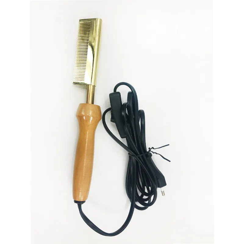 Amazon hot sale professional wooden paddle high heat temperature hot comb hair straightener brush for curly afro women
