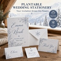 Französisches Winter-Hochzeits-Set: Pflanzbares Samenpapier, Schneeweiße Französische Winter-Hochzeitspapierwaren, Französisches Winter-Hochzeits-Kit