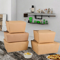 Boîte d'emballage personnalisée en papier kraft de qualité alimentaire jetable, carrée, pour plats à emporter, avec pelliculage brillant, format King