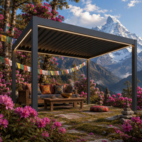 Pergola en aluminium à toit à lamelles motorisé, pare-soleil mural, auvent imperméable pour patio, cour, balcon