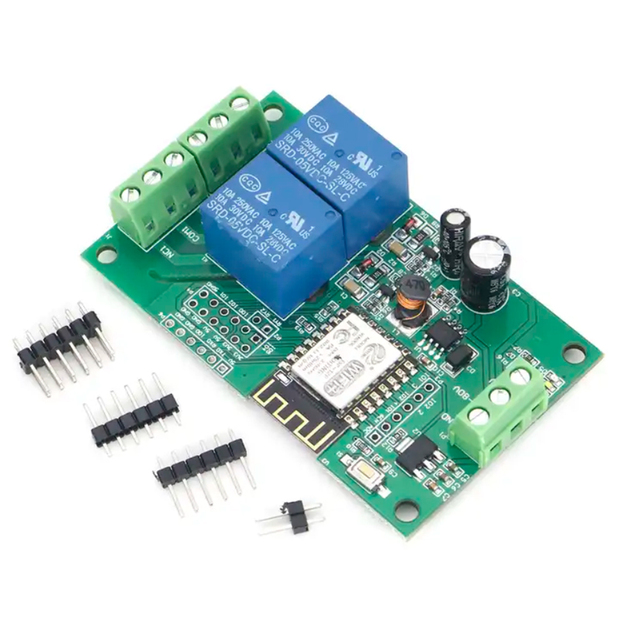 AC 250V/DC 30V 2-Channel Relay Module ESP8266 ESP-12F WiFi Wireless Development Board for Smart Home Miniature Sealed Size