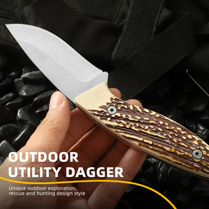 Coltello a lama fissa professionale di alta qualità con manico in acciaio inossidabile per caccia alla sopravvivenza all'aperto - Product Image 2