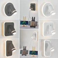 Vente en gros en usine de lampes murales classiques rondes à led noires, simples et modernes, appliques murales rotatives pour la maison avec USB type-c