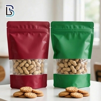 Sachet Doypack alimentaire Lebei Factory résistant à la graisse, coloré, avec fermeture éclair et fenêtre transparente