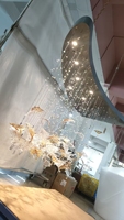 Lustre en cristal moderne sur mesure de luxe, lampe suspendue en verre en forme de feuille d'érable pour chambre à coucher, hôtels