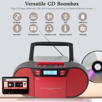 Boombox portable d'usine avec lecteur CD et cassette, radio FM Bluetooth, fonction d'enregistrement USB, double haut-parleur, télécommande, pour la maison et les voyages