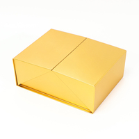 Boîte cadeau rigide pliable en or et argent sur mesure, emballage plat, double porte, fermeture magnétique