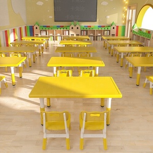 Table et chaise d'étude pour enfants en plastique durable et réglables en hauteur, pour la crèche, l'école maternelle, l'hôpital, l'école, la salle de sport et le parc - Product Image 4