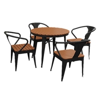 Table à manger d'extérieur moderne ensemble de chaises cadre en aluminium design en bois massif mobilier d'extérieur décontracté cour jardin terrasse