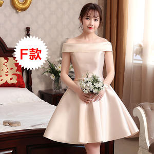 Rose hors épaule <span class=keywords><strong>robe</strong></span> de <span class=keywords><strong>demoiselle</strong></span> <span class=keywords><strong>d</strong></span>'<span class=keywords><strong>honneur</strong></span> Simple Satin doux arc mariage mariage femme invité robes mode a-ligne courte <span class=keywords><strong>robe</strong></span> de soirée - Product Image 4