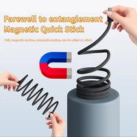 Kabel C ke C 100W Digital magnetik, kabel pengisian daya cepat, kabel pengisi daya ponsel Magnet yang dapat ditarik sendiri