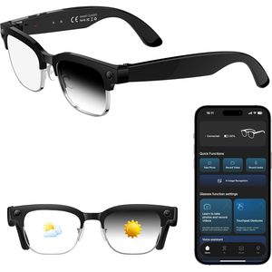 Lunettes intelligentes Hellibito AI avec caméra 8MP, vidéo 1080P, cadre carré, traduction en temps réel, enregistrement audio - Product Image 1