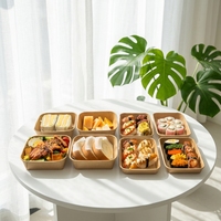 Bol en papier kraft rectangulaire écologique avec couvercle, imprimé sur mesure, anti-fuite, jetable, pour salades et aliments, 17-34 oz, approvisionnement en gros