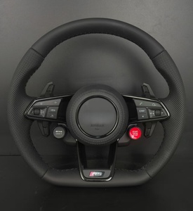 พวงมาลัย Audi RS Sport หุ้มหนังแบบเจาะรู ด้านล่างโค้งมน พร้อม Paddle Shifters สำหรับ Audi A3 A4 A5 A6 A7 <span class=keywords><strong>Q3</strong></span> Q5 Q7 TT R8 <span class=keywords><strong>S</strong></span> <span class=keywords><strong>Line</strong></span> - Product Image 1
